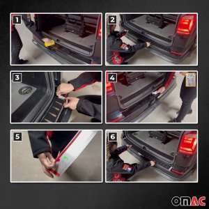 Honda CR-V Rear Bumper Sill Cover - Omac - S.Steel + Carbon Foiled - Gloss Silver - '12-'16